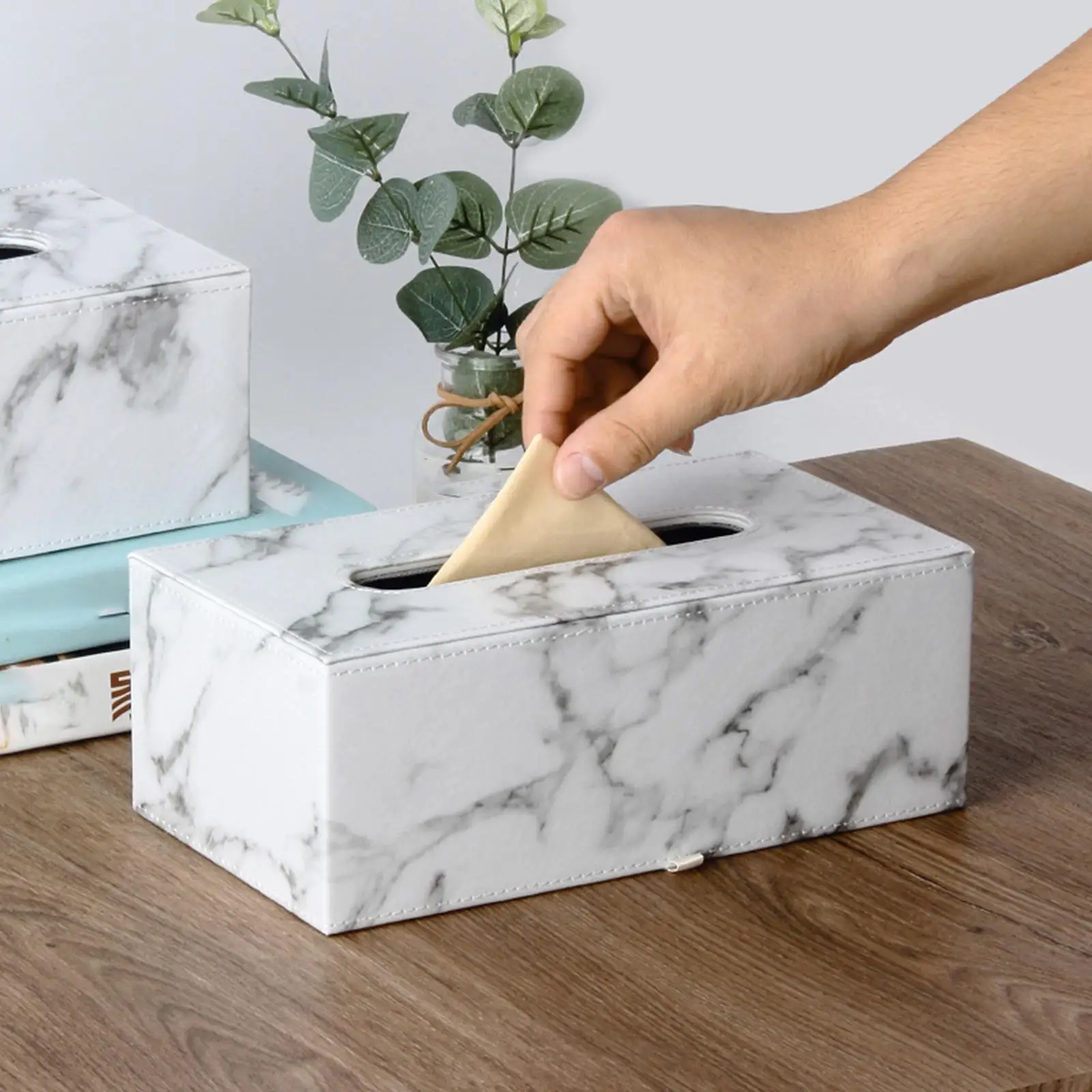 PU Tissue Box Cover Facial Tissues Holder with Magnetic Bottom Storage Modern Paper Napkin Case for Bathroom Dresser Living Room