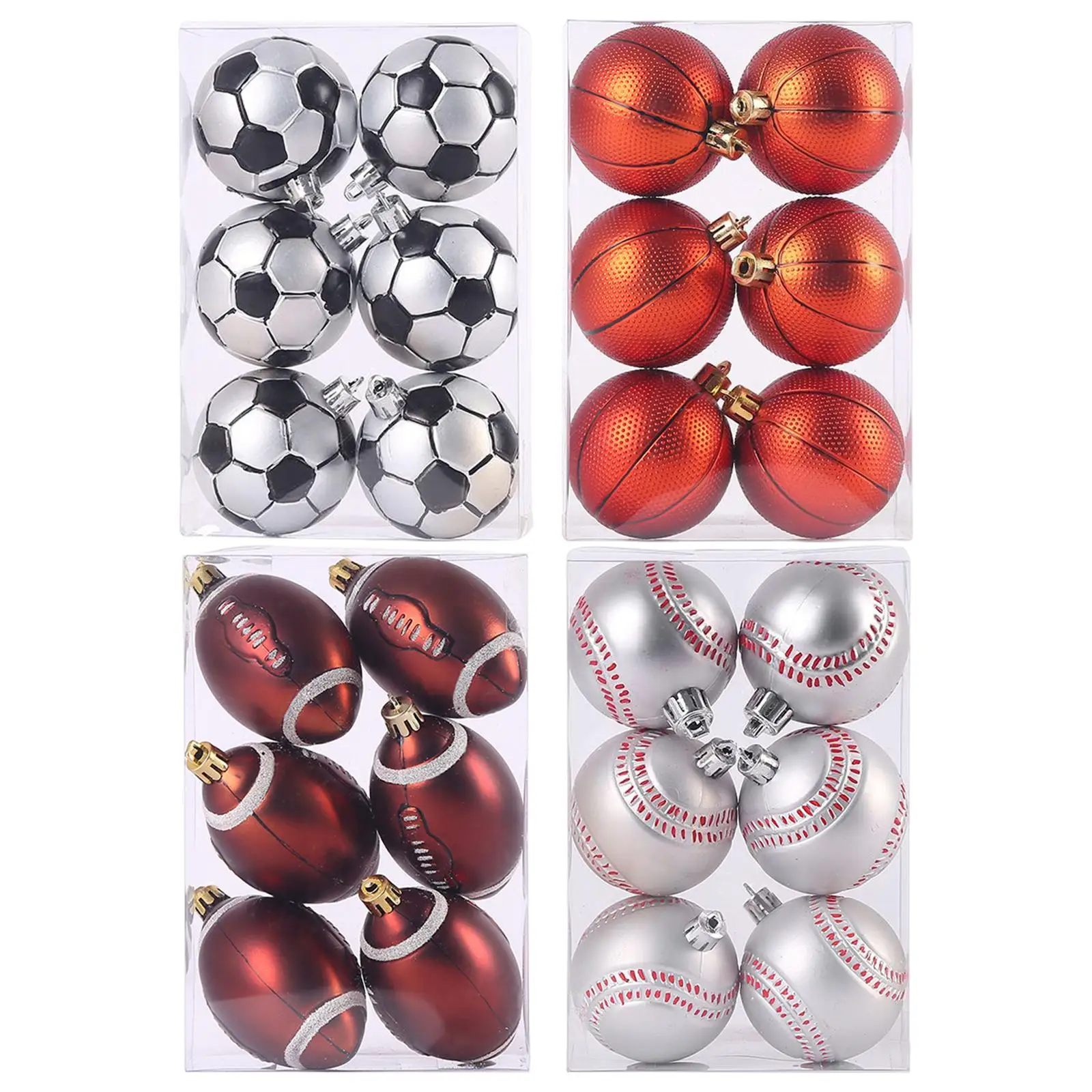 6Pcs Hanging Christmas Ball Ornaments Tree Xmas DIY Shatterproof Decorative Decorations Engagement Anniversary Indoor Home Party