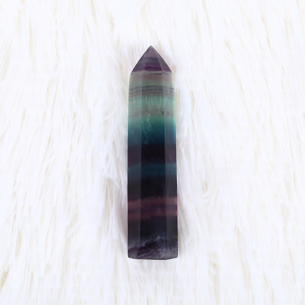Natural Fluorite Crystal Colorful Striped Fluorite 4-7CM Quartz Crystal Stone Point Healing Hexagonal Wand Treatment Stone 10 S05d6a931a6e040d5b99296f5f3389699C