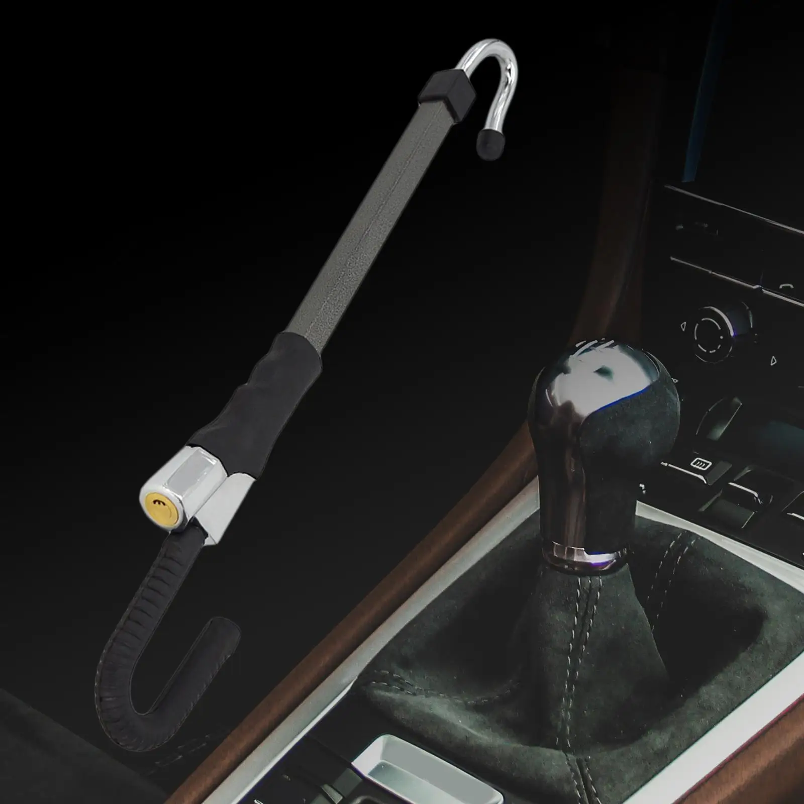 Car Steering Wheel to Brake Pedal Lock Adjustable Length Rubber Sleeve Vehicle Locking Device
