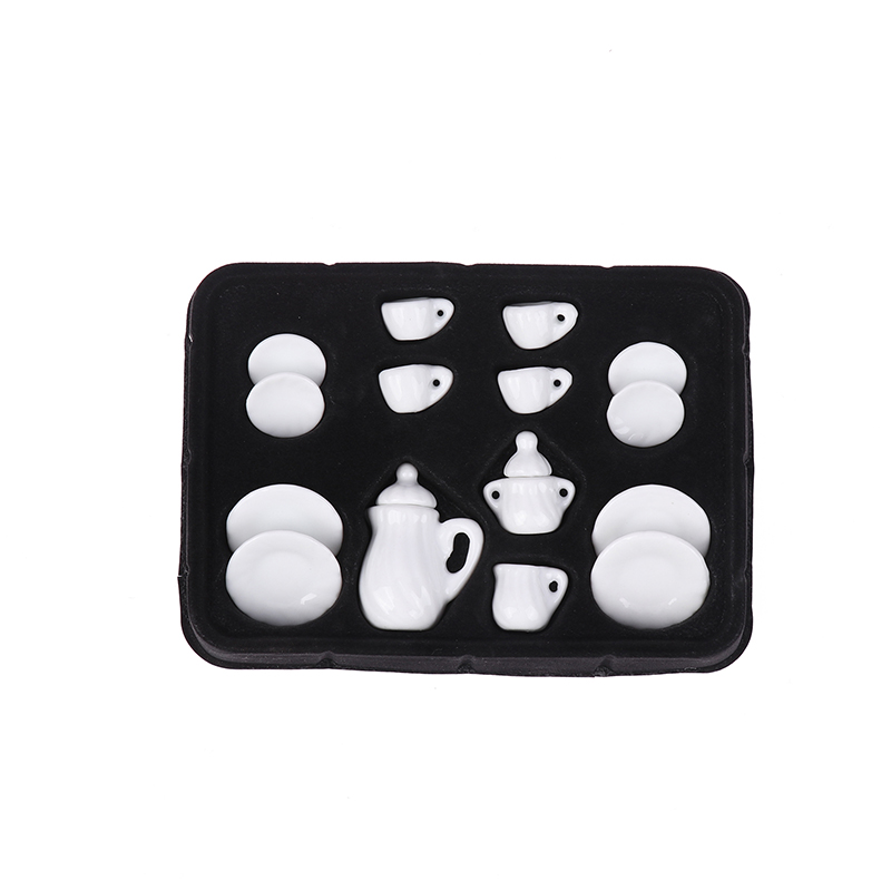 1Set Ceramic Scale 1:12 Doll House Miniature Porcelain Tea Cup Set Tableware Kitchen Dollhouse Teapot DIY Toys