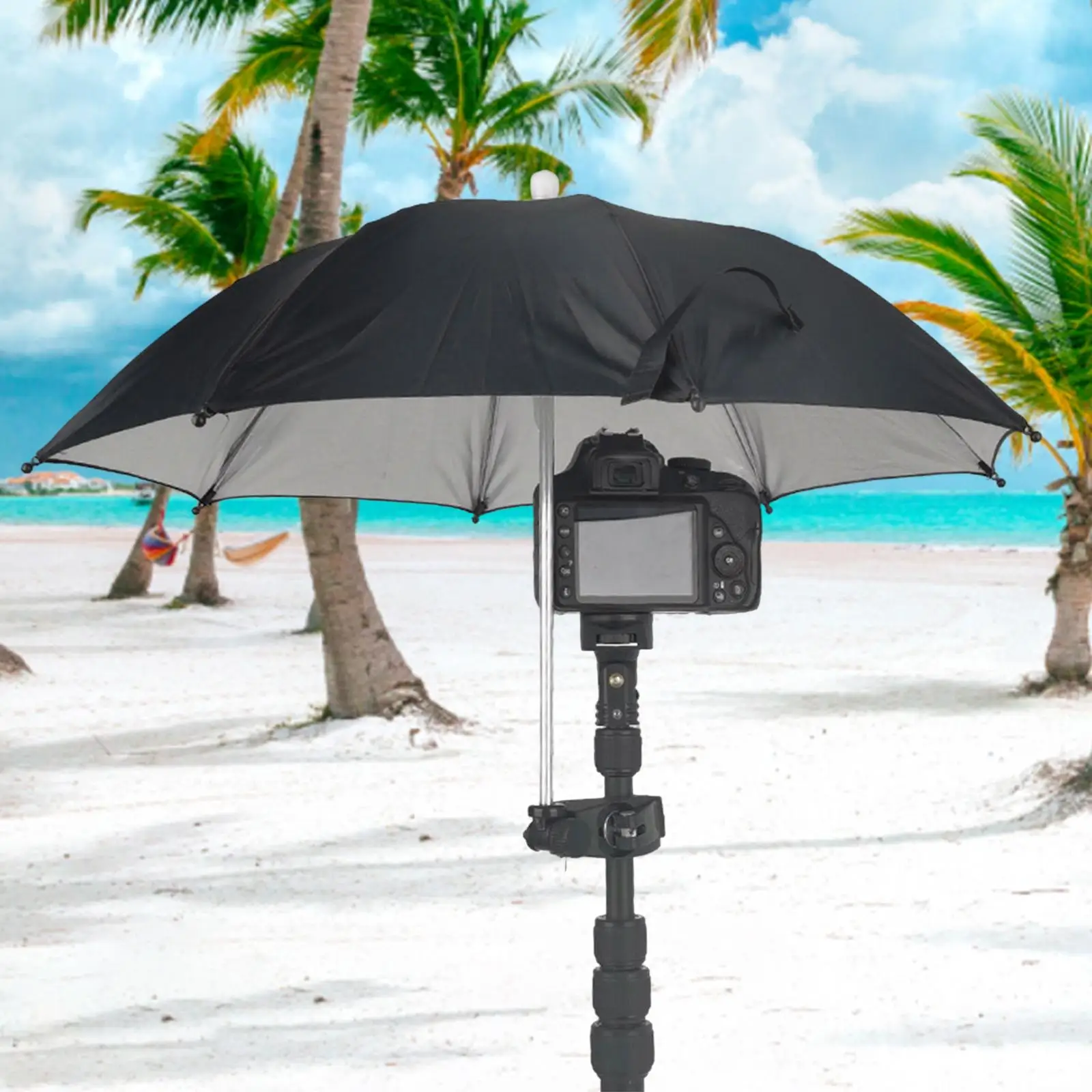 Adjustable Camera Umbrella with Clip Fittings Professional Stand Rainy Holder for Video Phone Photography Traveling