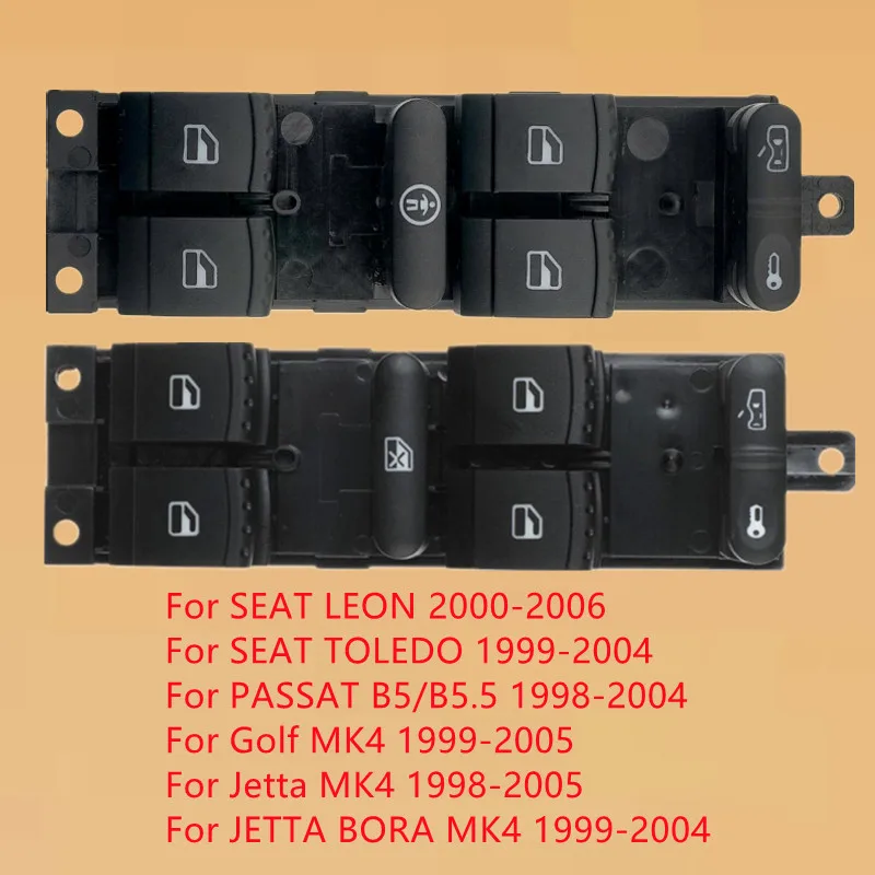 Botón de interruptor de ventana eléctrica rojo para Volkswagen y SEAT