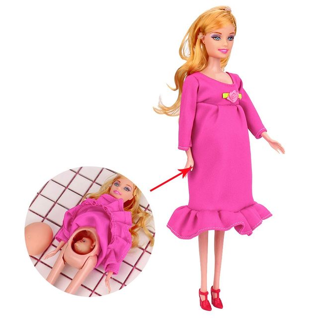 Boneca Gravida E Bebê Filhinha Morena Vestido Vermelho : :  Brinquedos e Jogos