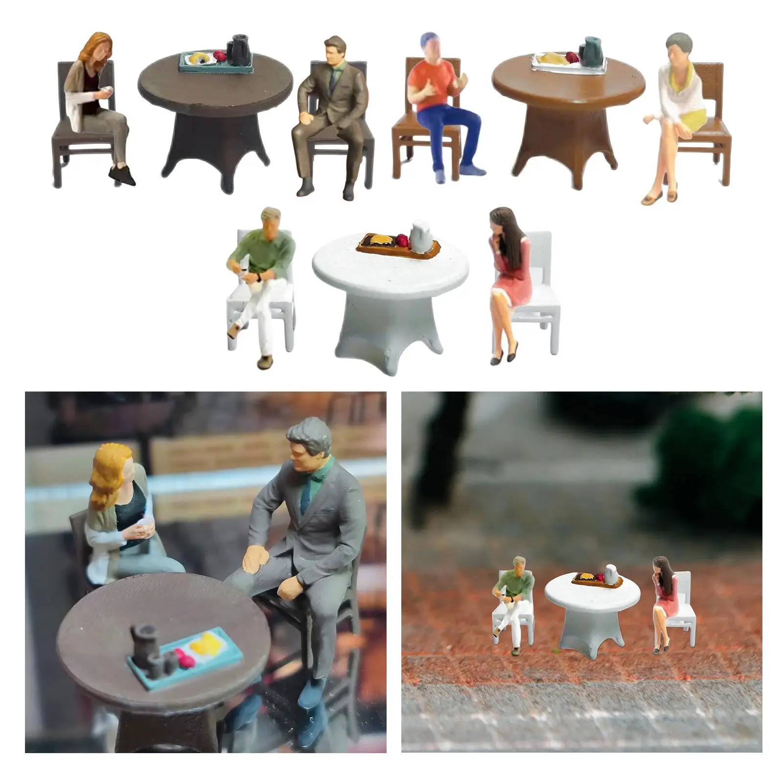 Resin 1/64 Couple Model Figure Collectibles Sand Table Ornament Model Trains People Figures for DIY Scene Dollhouse Layout Decor