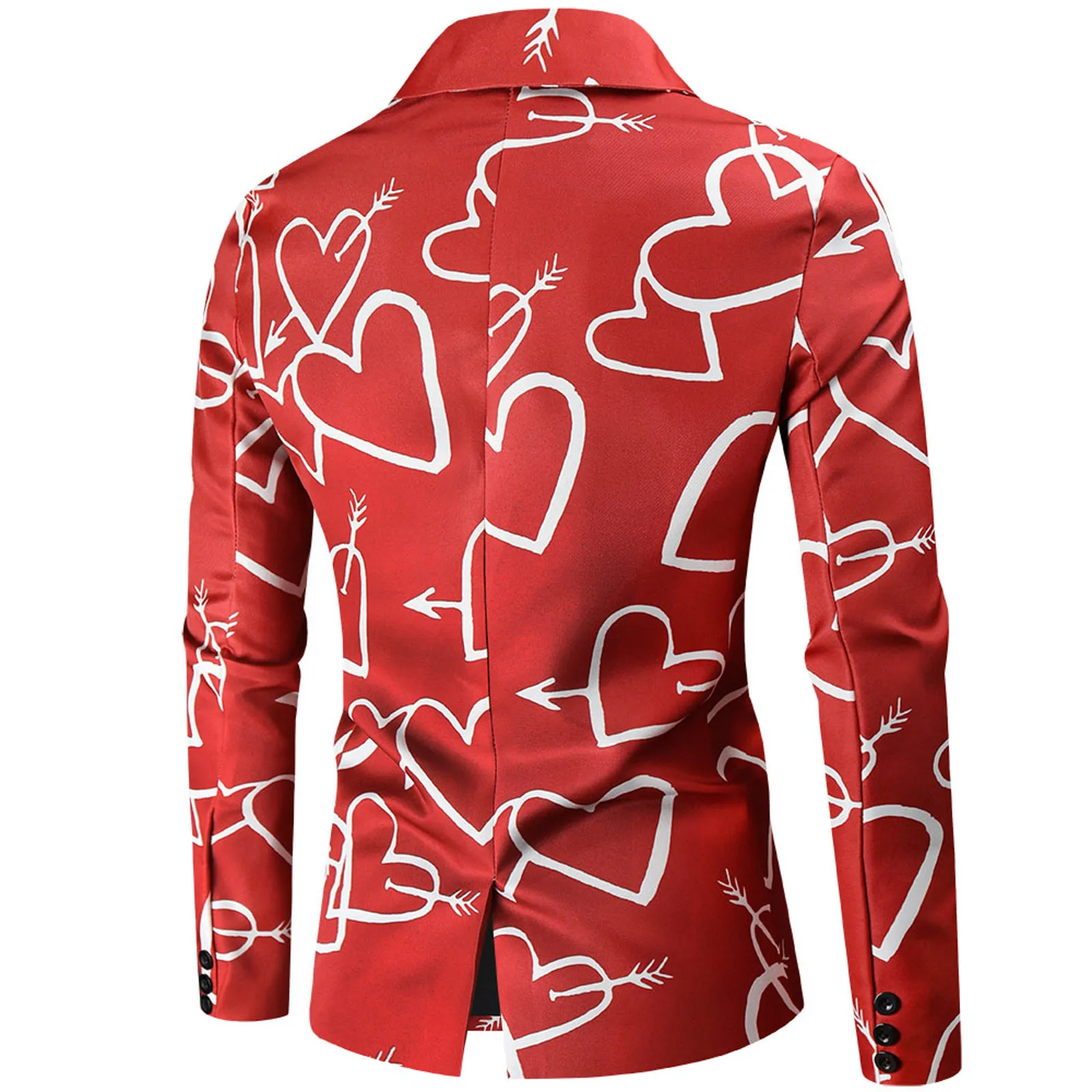 presente dos namorados terno de moda masculina casaco de festa casual fino ajuste blazer botões terno impressão do coração pintura blazers jaqueta