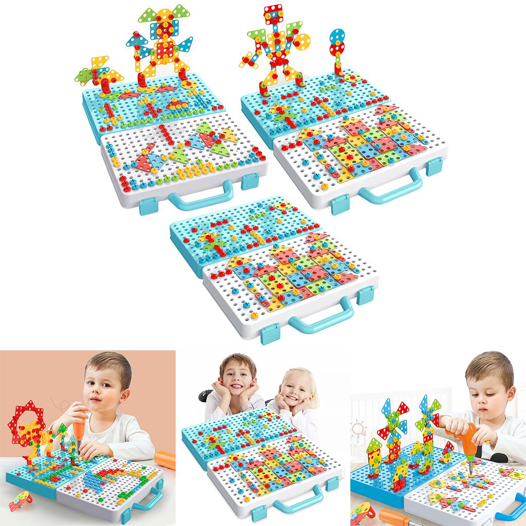 Mosaic Drill Set Kids Montessori Toys Construction Toys Drill Design Puzzle Creative Toys Educational Toys for Kids Boys Girls