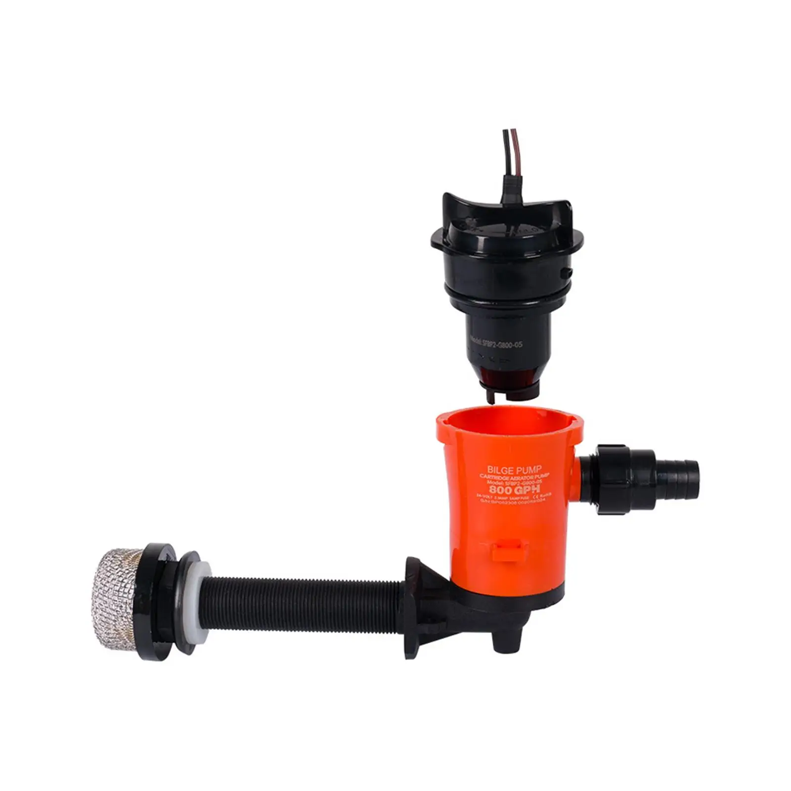 Livewell Pump Assembly with Filter Boat Tools Accessory 24V 800GPH Durable Bilge Pump Easy Installation Replaces Boat Bilge Pump