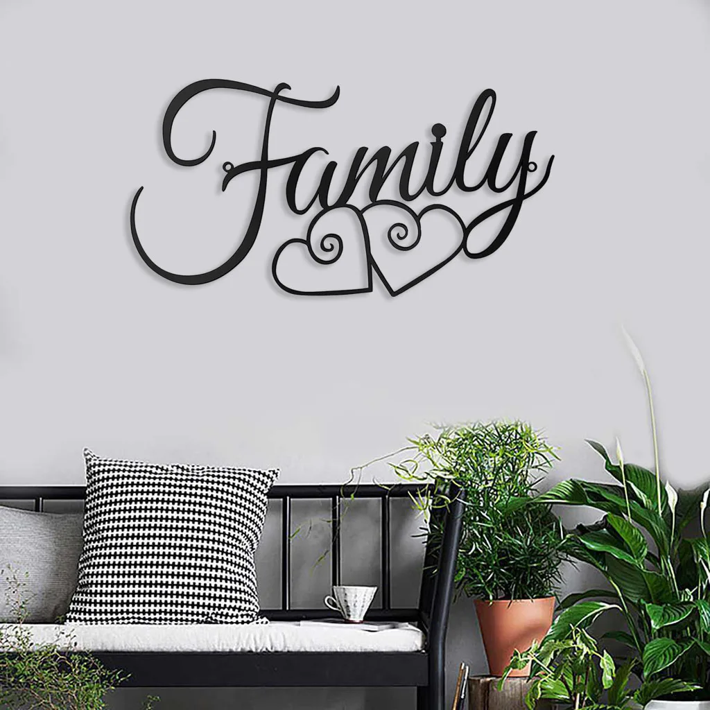 Metal  Rustic Family Letter Signs  Art Hanging Word Cutout Decoration for Home