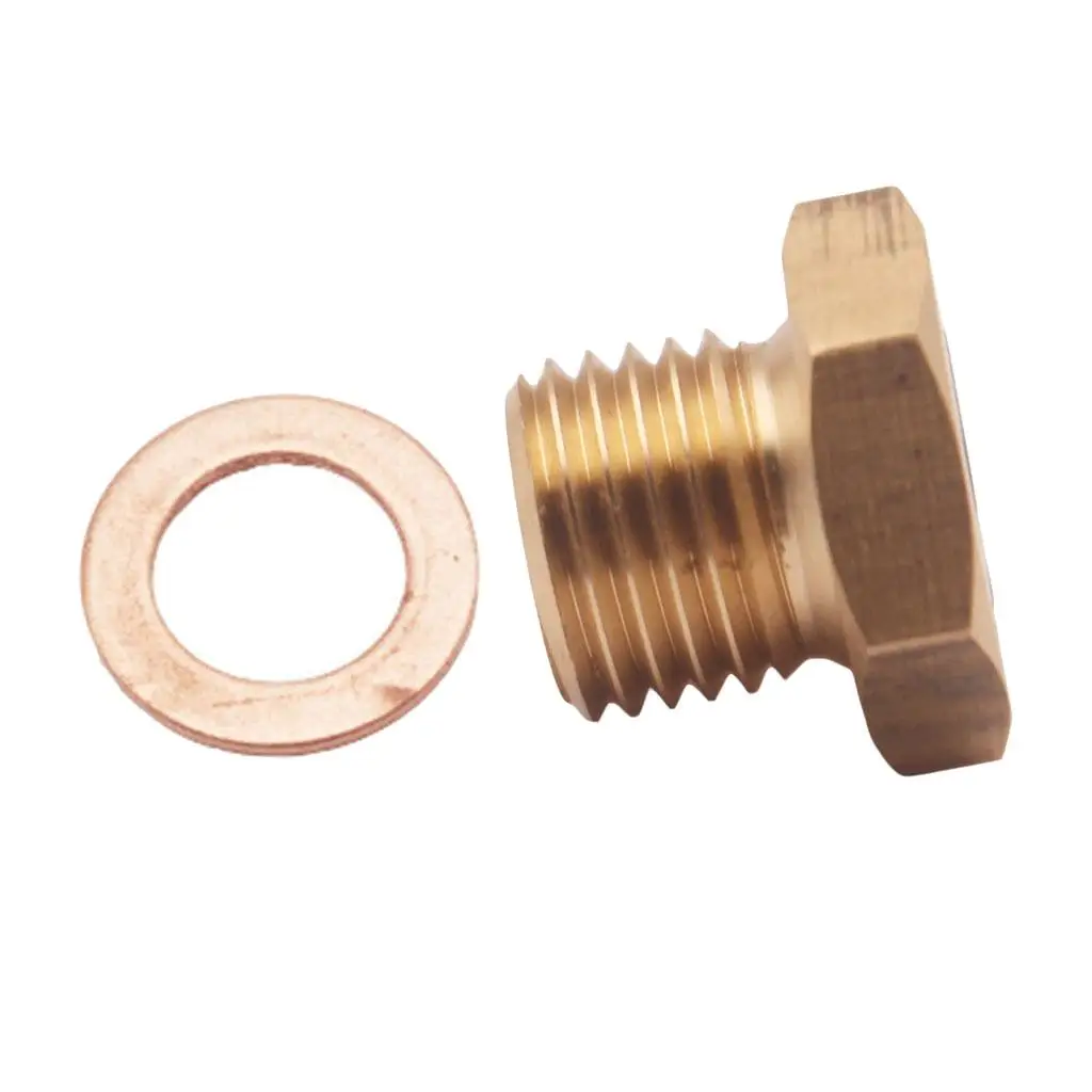 1/8-27 NPT to M14x1.5 Male Oil Pressure  Adapter Brass Plug W/ Washer