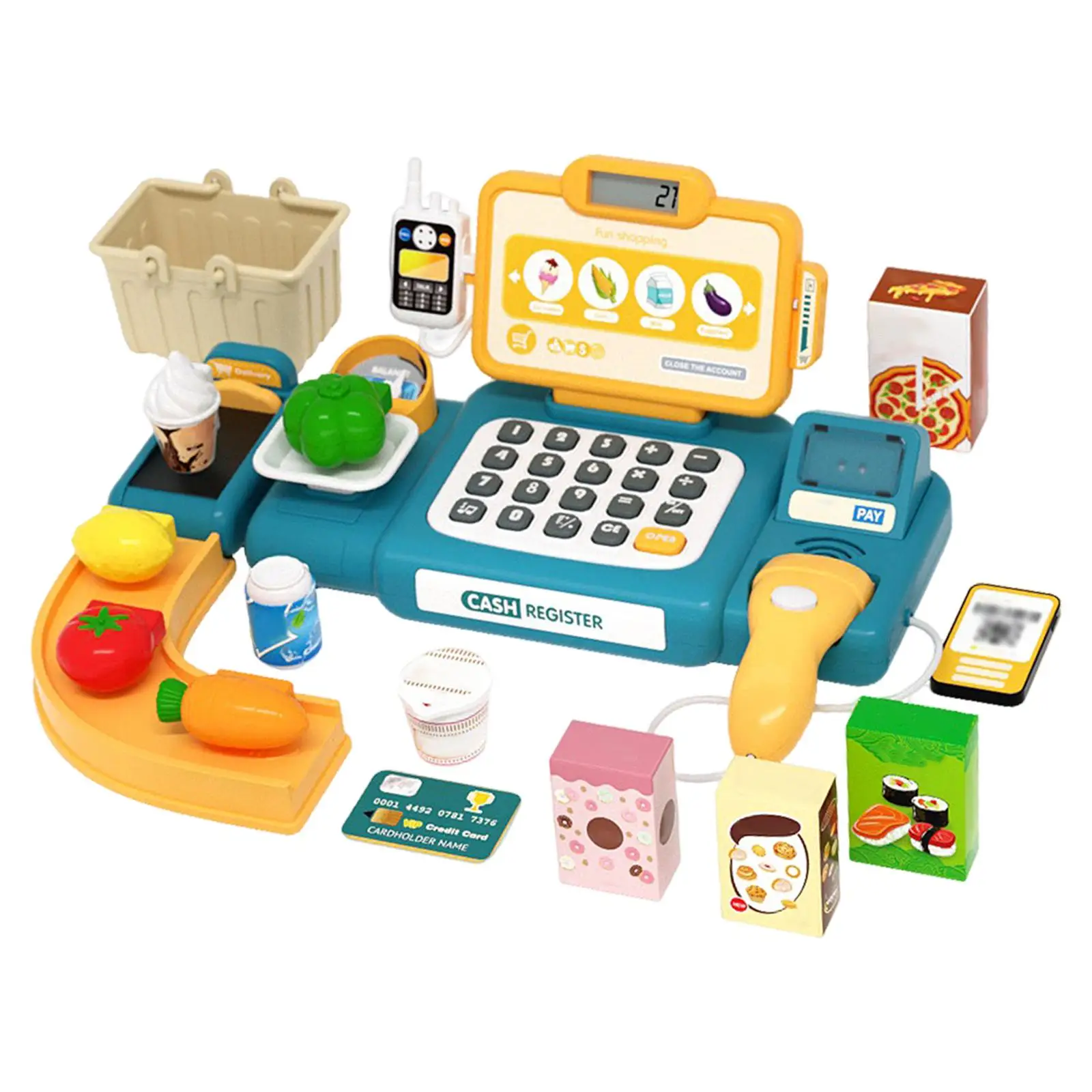 Supermarket Cashier Toy Imaginative Grocery Supermarket Playset for Role Play Activity Preschool Resource Interaction