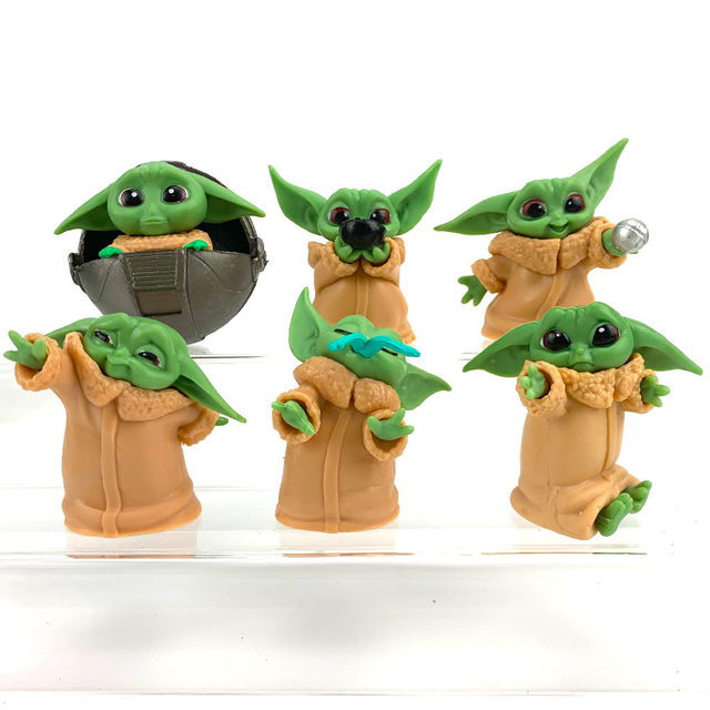 Wanwan 5Pcs/Set Star Wars Mandalorian Baby Yoda Cartoon Action