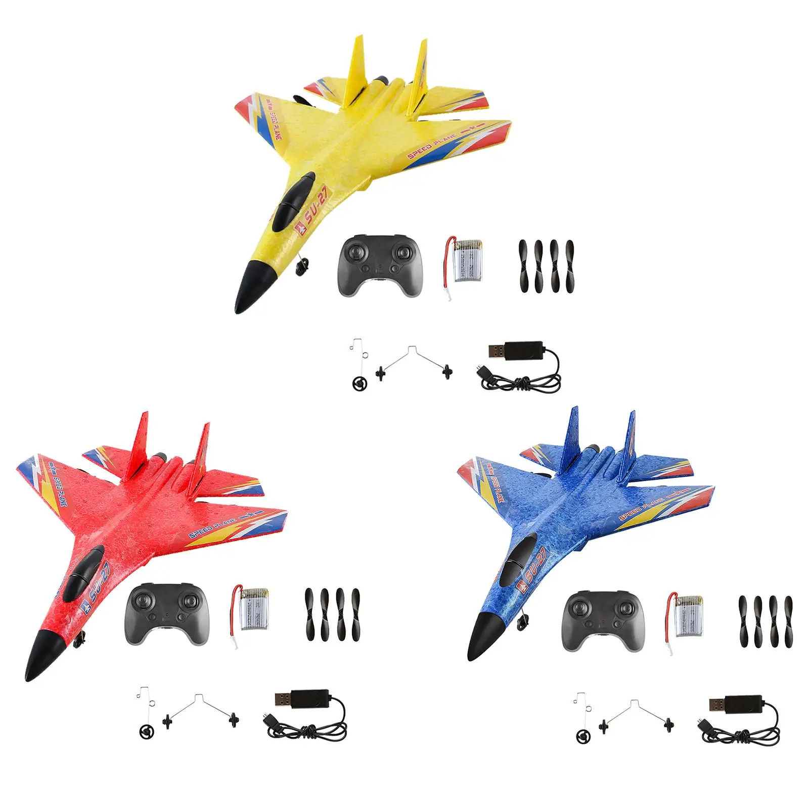 SU-27 EPP Foam RC Fixed Wing Plane Remote Control Glider 2CH with LED Lights Outdoor Toys