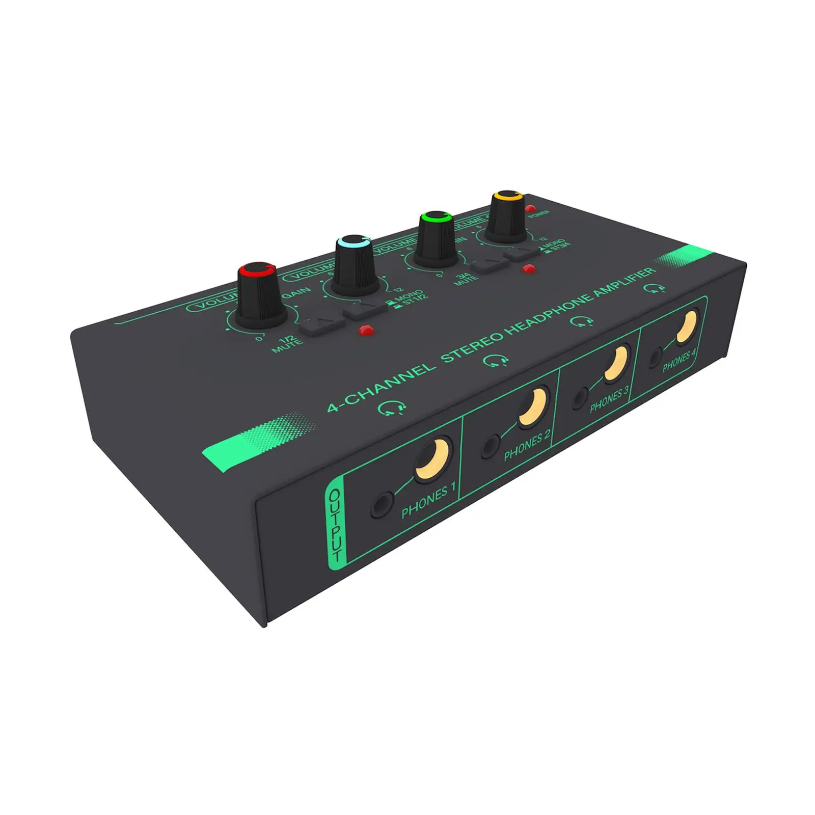 4 Channel Mini Stereo Headphone Amplifier Separate Volume Controls Stereo Dispenser for Studio and Stage Application Compact