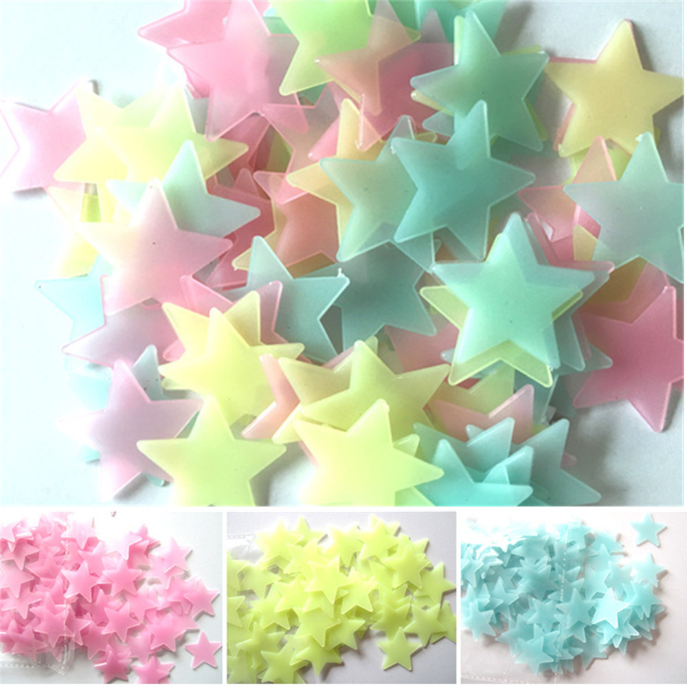 Description Picture 4 of item50/100pcs Luminous Stars Glow In The Dark Wall Stickers For Kids Bedroom Baby Rooms Ceiling Home Decor Fluorescent Glow #H