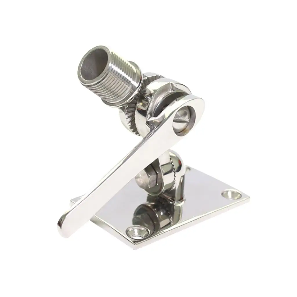 3-5/8 inch 92mm Marine Vhf Antenna Stainless Steel Adjustable Base Mount for Boats Yacht - Silver