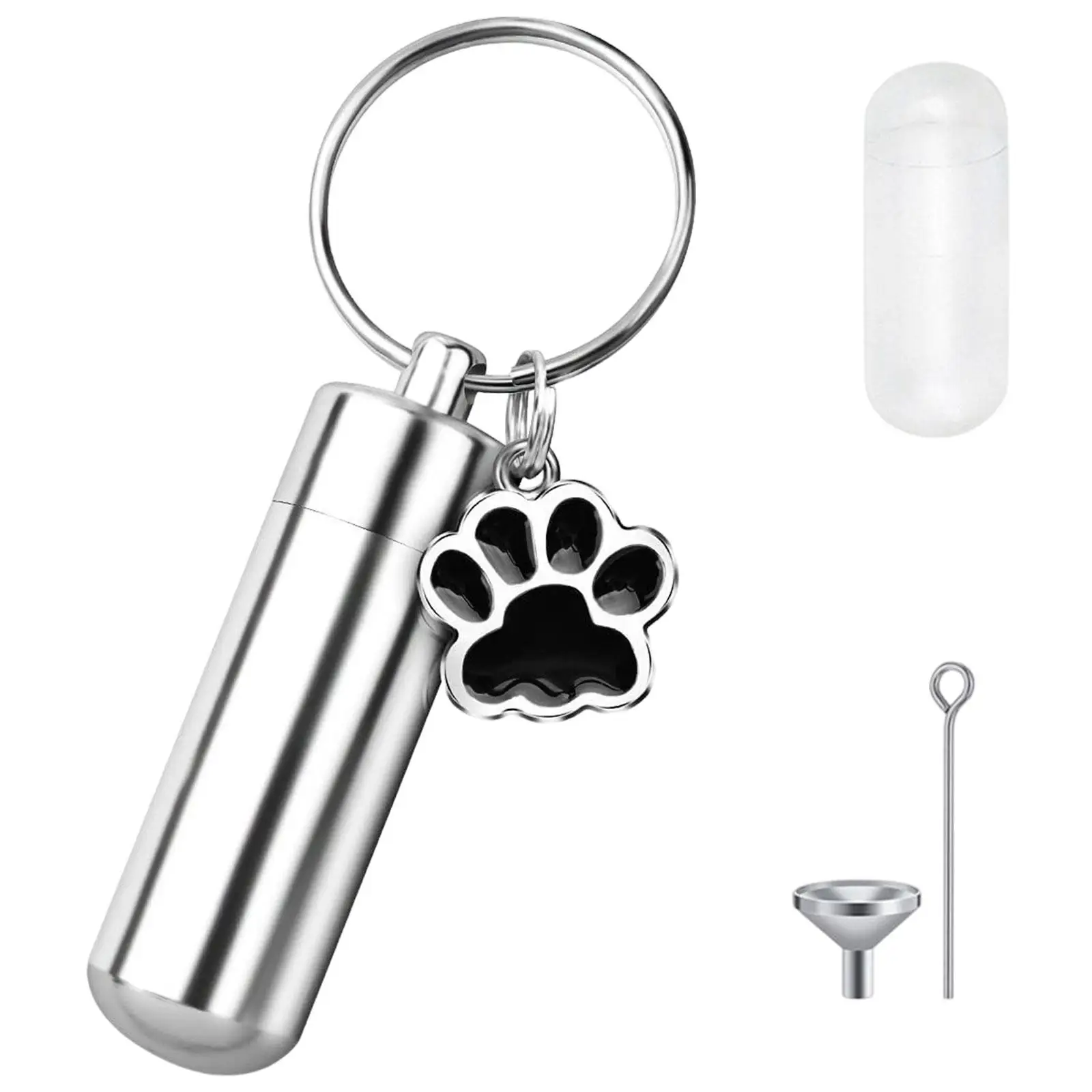 Stainless Steel Pet Urns Keepsake Pendant Key Rings Memorial Jewelry Bottle Remembrance Sympathy Cremation Urn Keychain
