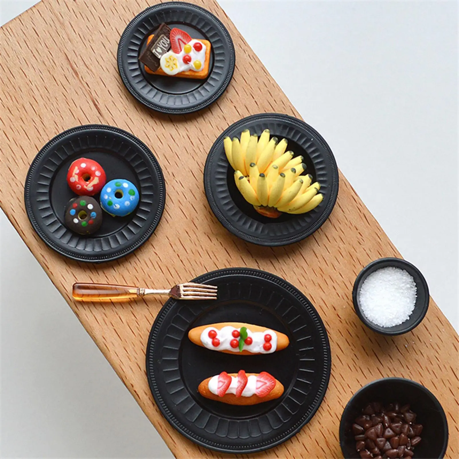 8x Miniature Dollhouse Kitchen Accessories 1/6 Dish Bowl DIY Serving Tray Decoration