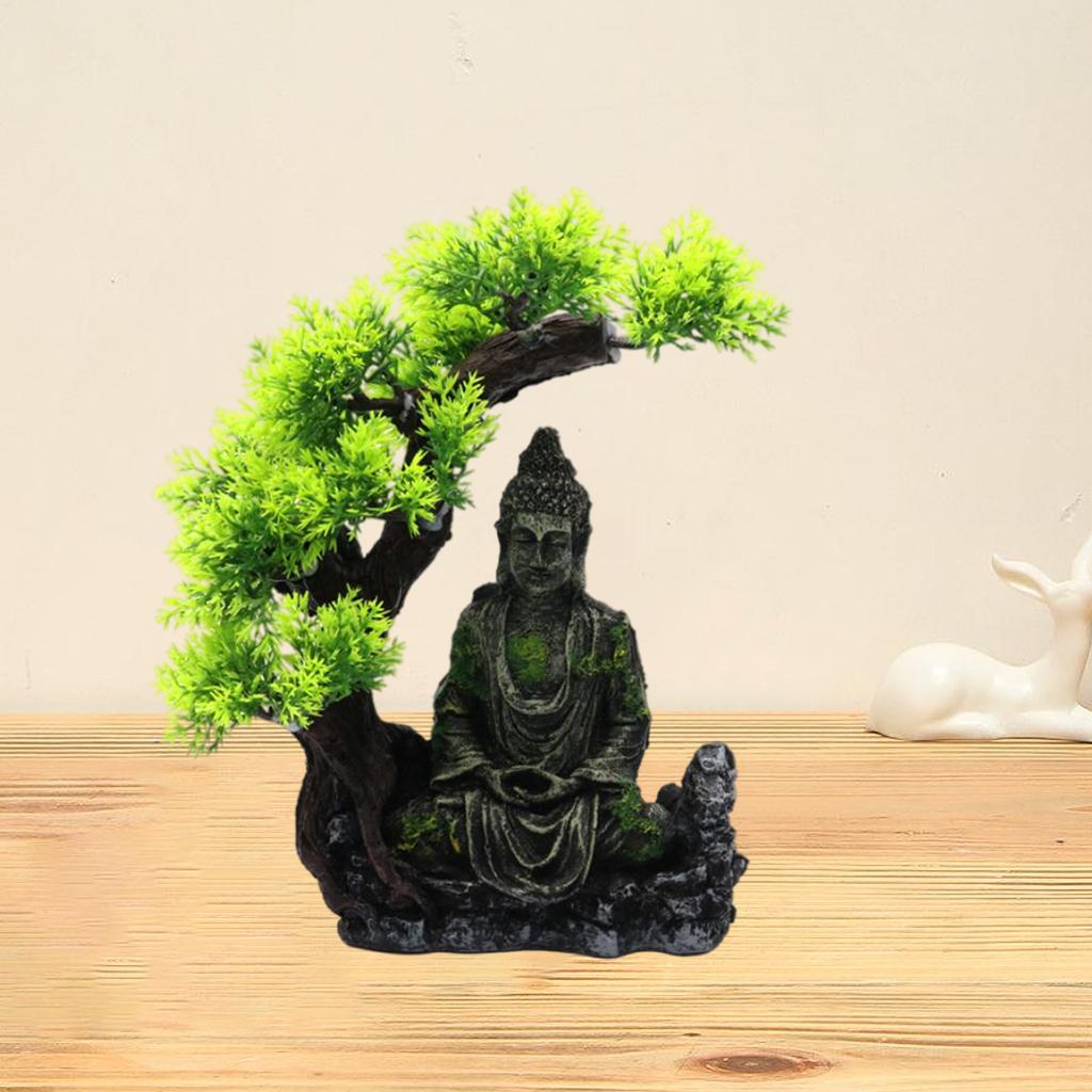 Creative Aquarium Landscape Desktop Ornaments Buddha Figurine Resin Moss