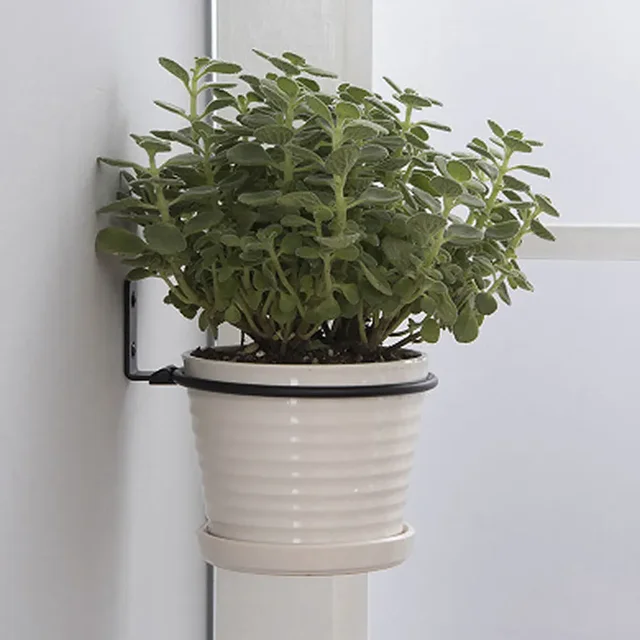 3 Supports Muraux Pour Pots De Fleurs En Métal Noir - Anneaux Réglables Pour Balcon Et Jardin