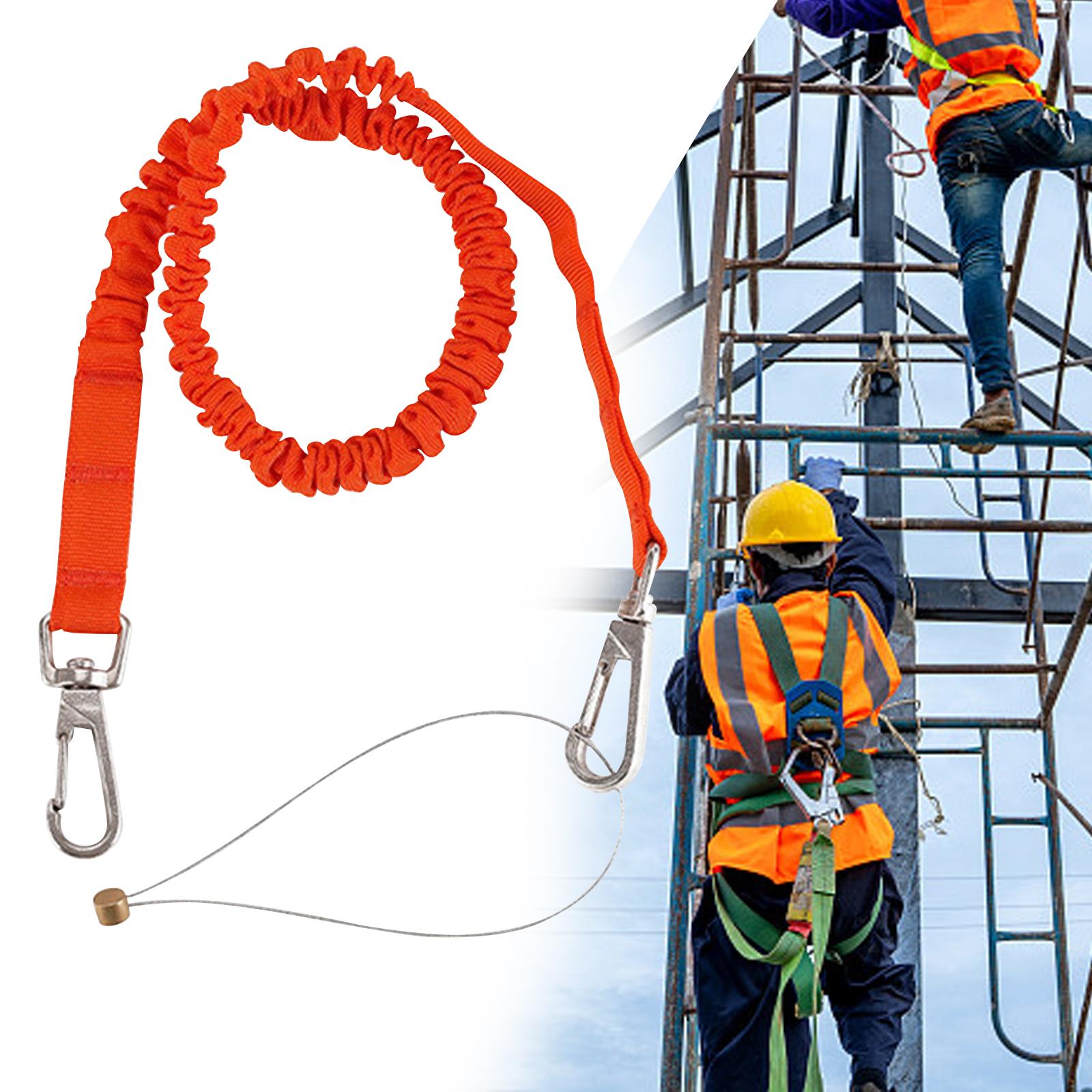 Climbing Restraint Lanyard Fall Arrest Protection with Two Buckles Retractable Rope Cord Strap Lanyards for Rappelling Climbing