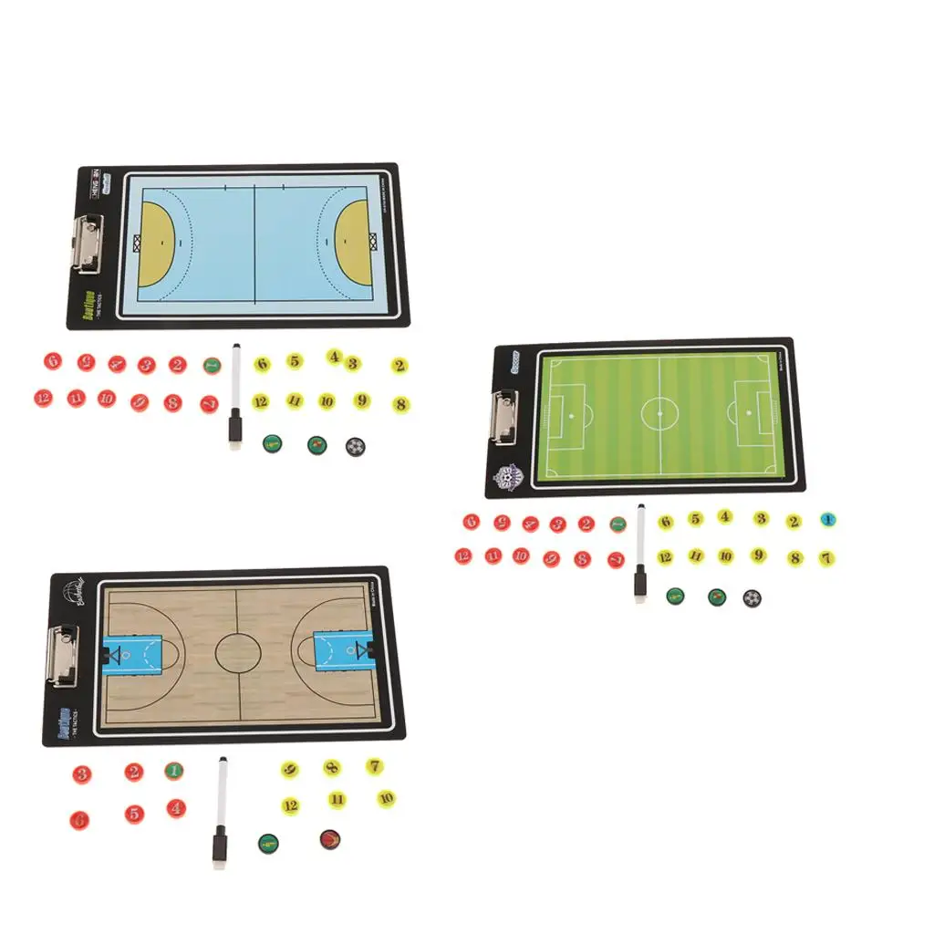 Double Sided  Portable Althetic Game Training  Clip Boards Include Marker Pen & Chess
