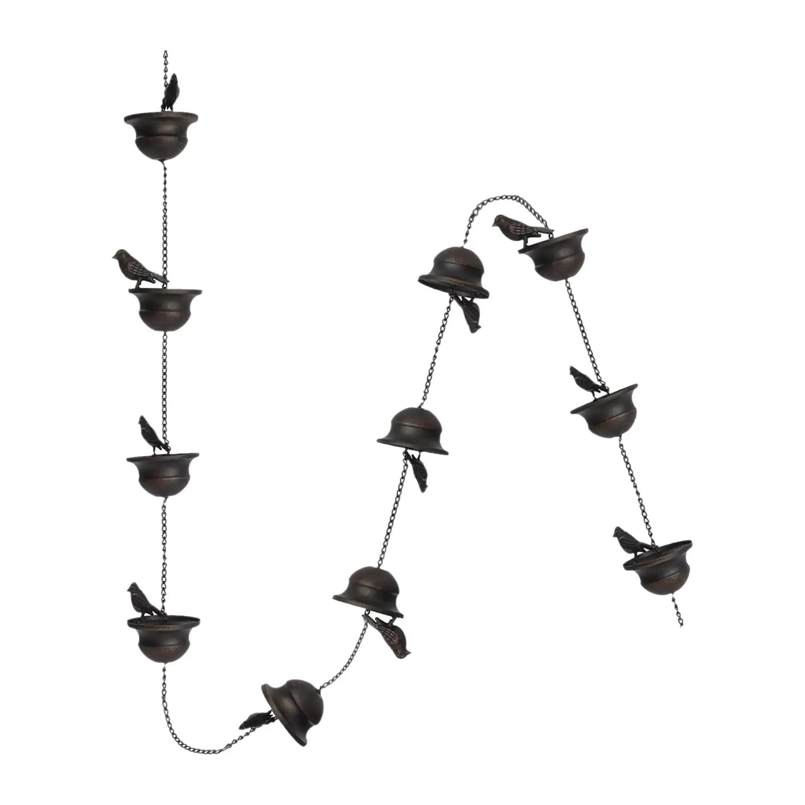 Bird Rain Chains for Gutters Replacement Downspouts Pouring Cups Rainwater Diverter 94.5inch for Yard Garden Home Sheds Display