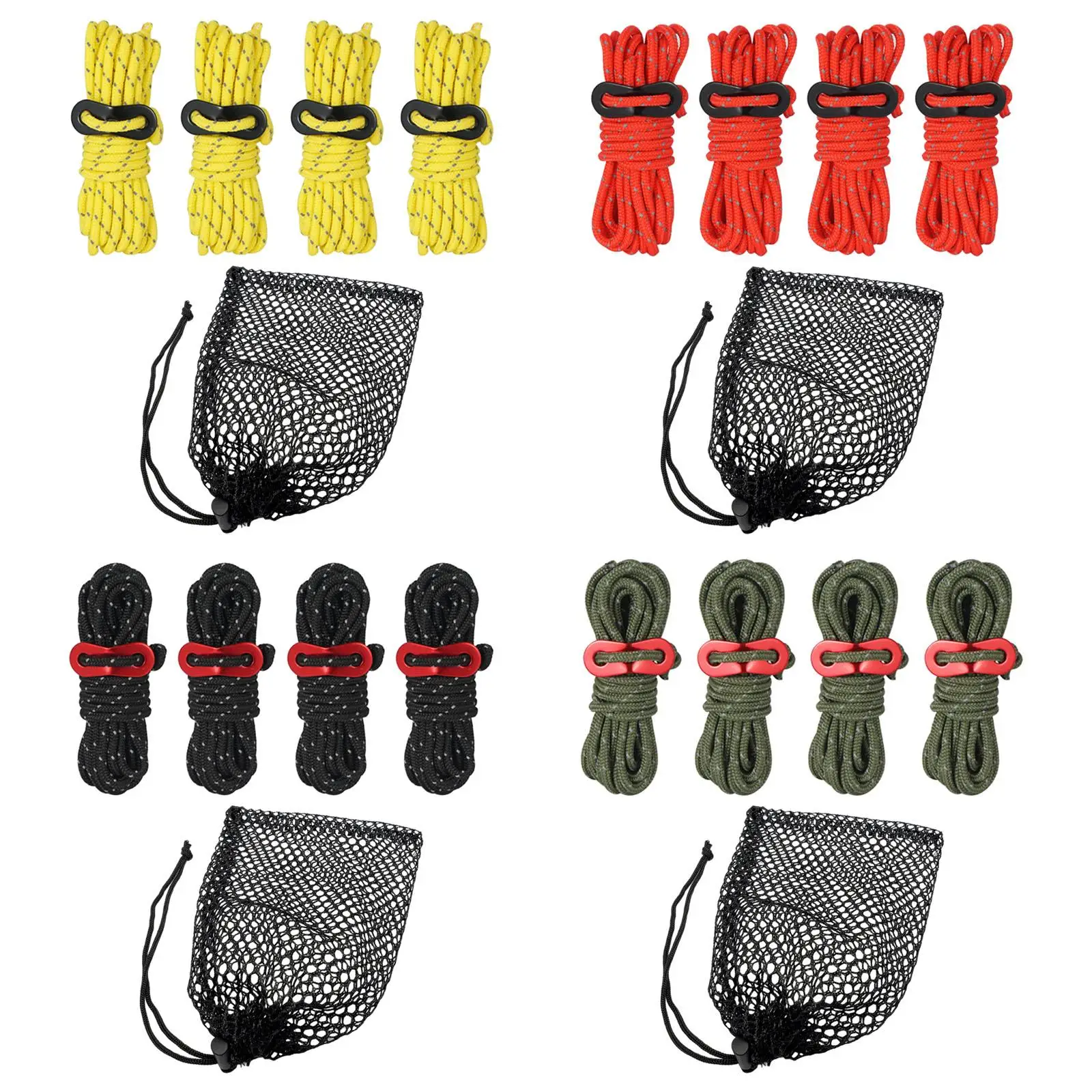 Reflective Paracord Outdoor Camping Tent Wind Rope 4mm Sun Shelter Awning with Aluminum Alloy Buckle Adjuster