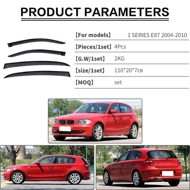 For BMW 1 Series 2004-2018 E87 F20 F52 Window Visor Trim Chrome