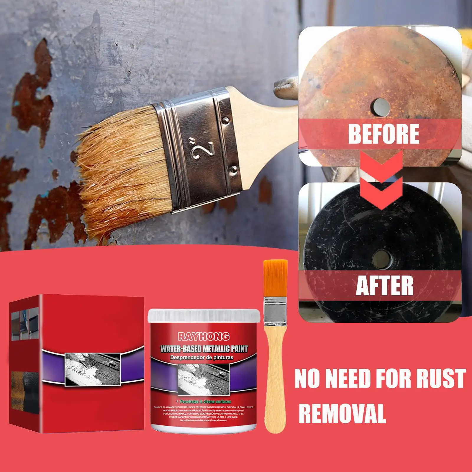 Water based Metal Rust Remover Car   Paint with Brush Fit for Mower