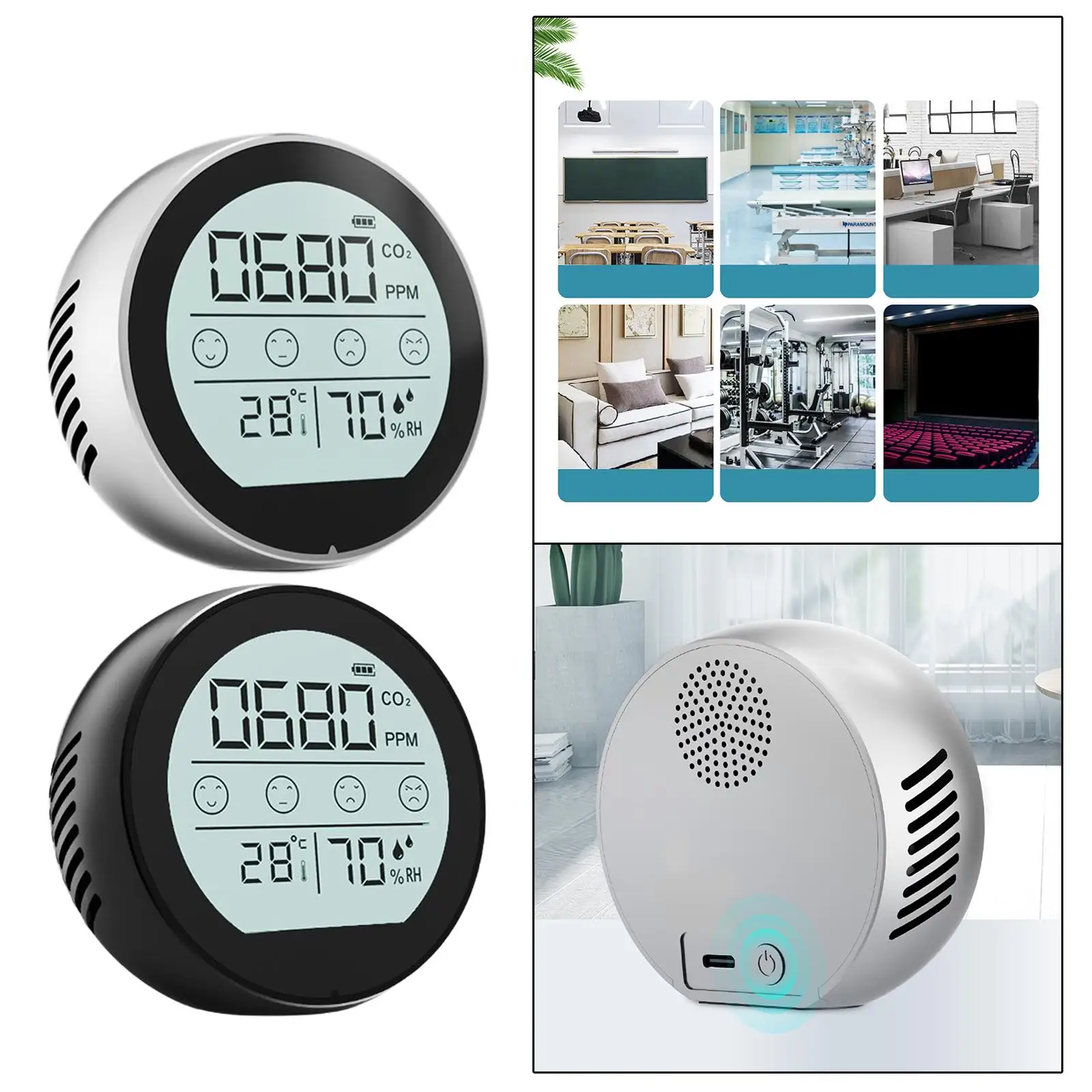  Dioxide Monitor NDIR Sensor  Temperature Humidity Monitor for Workplace