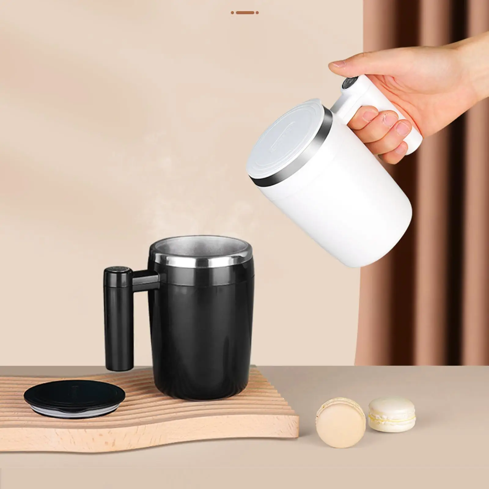 Self Stirring Mug for Coffee, Milk,and Other Beverages Stainless Steel Electric Self Mixing Coffee Tumbler for Travel Office