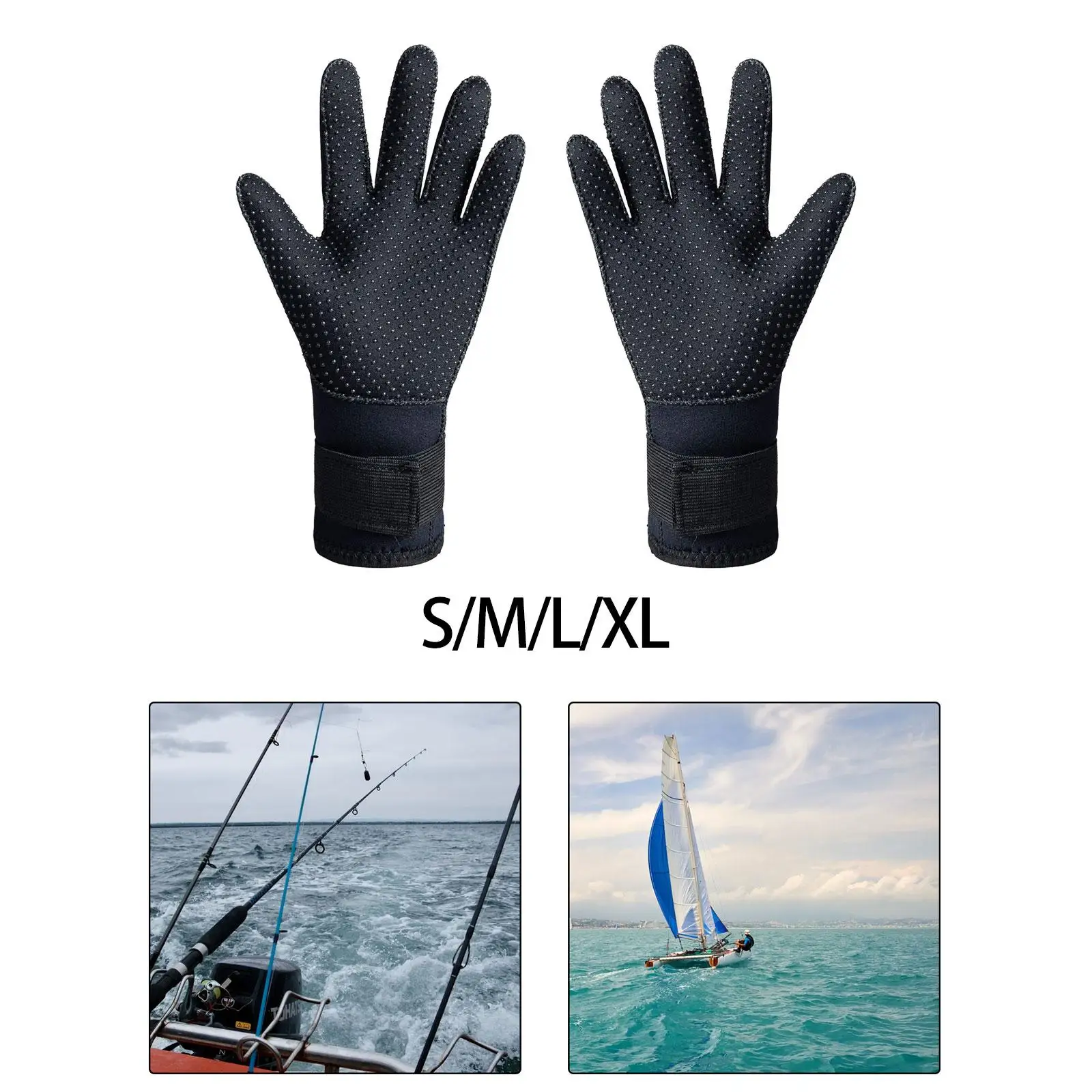 3mm Neoprene Gloves Wetsuit Gloves Canoe with Adjustable Strap Diving Gloves