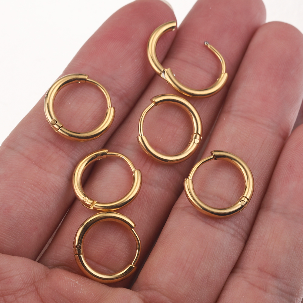 6 Stück 2/2,5 mm Breite Edelstahl vergoldet runde Ohrringe Creolen für Damen Mode Ohrringe koreanische Schmuck Geschenke – Detail 7