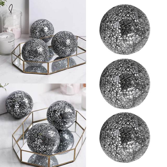 Decorative Balls outlet Set Of 5 Glass Mosaic Sphere Diameter 3