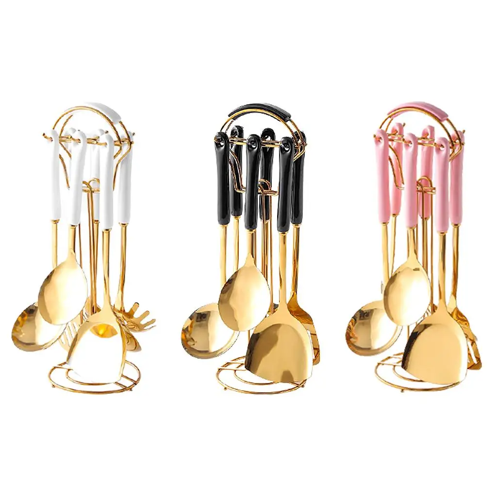 Utensils Set w/ Rotating Rack Kitchen Cooking Gadgets Large Spoon Cookware Utensils Set w/ Rotating Rack Kitchen Cooking Gadgets Large Spoon Cookware