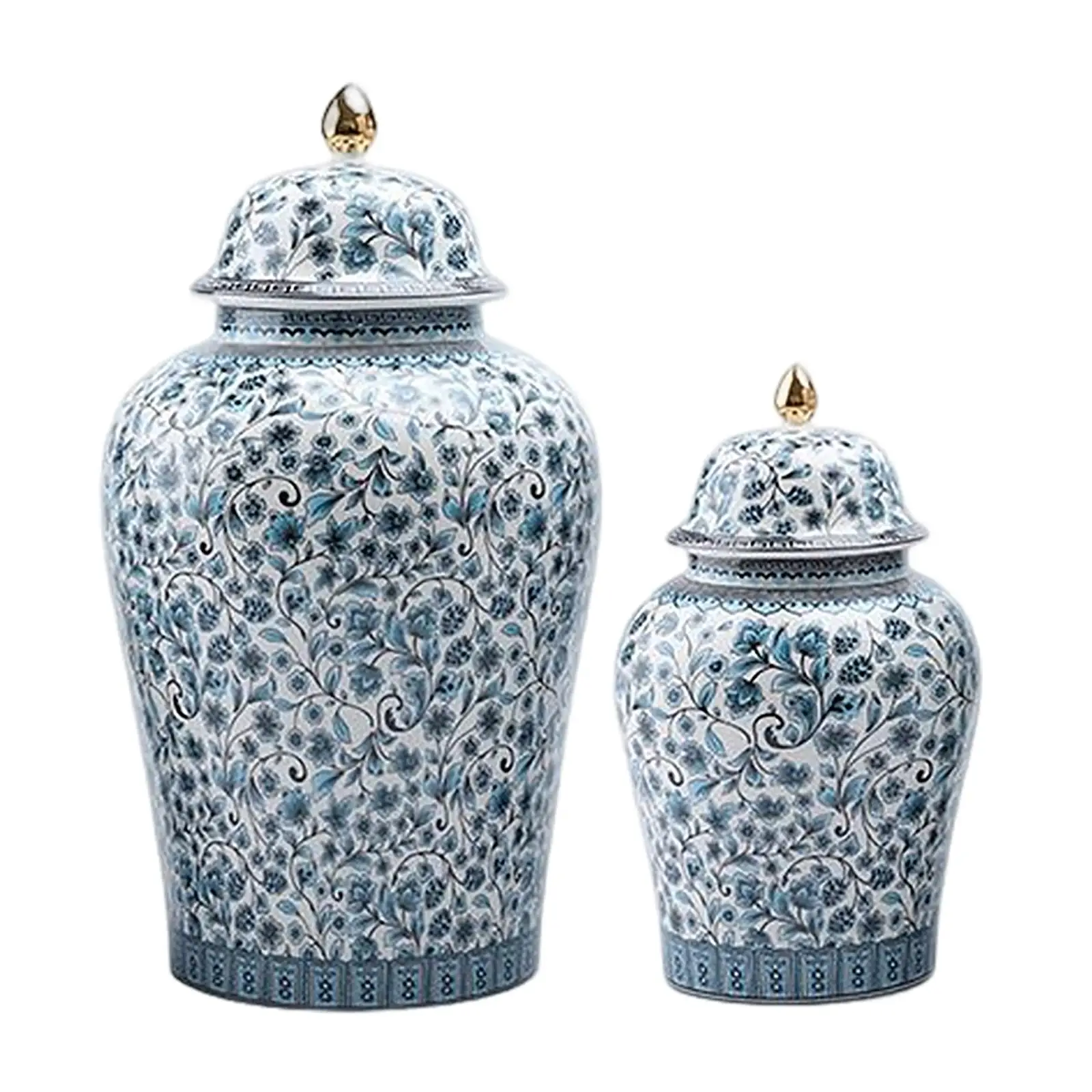 Blue and Bud Vase Ginger Jar with Lid Table Decoration Glazed