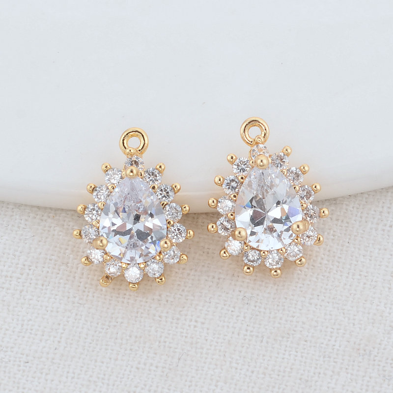 11*15MM 14K Gold Farbe Messing und Zirkon Drop Charms Anhänger Schmuck Machen Liefert Diy Halsketten Erkenntnisse zubehör – Detail 1