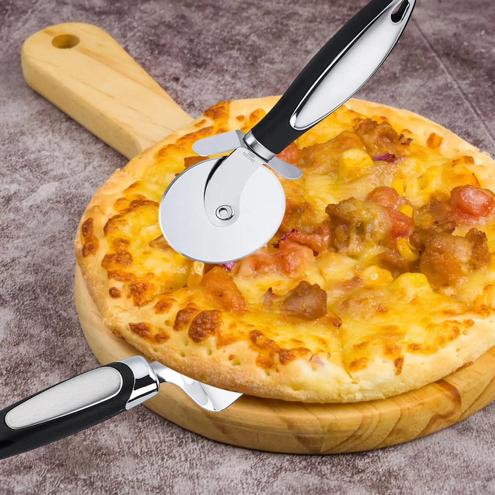 2 Pieces Pizza Slicer and Spatula Comfortable Handle Easy to Clean Triangular Spade Spatula Non Skid Pie Server Set Food Slicer
