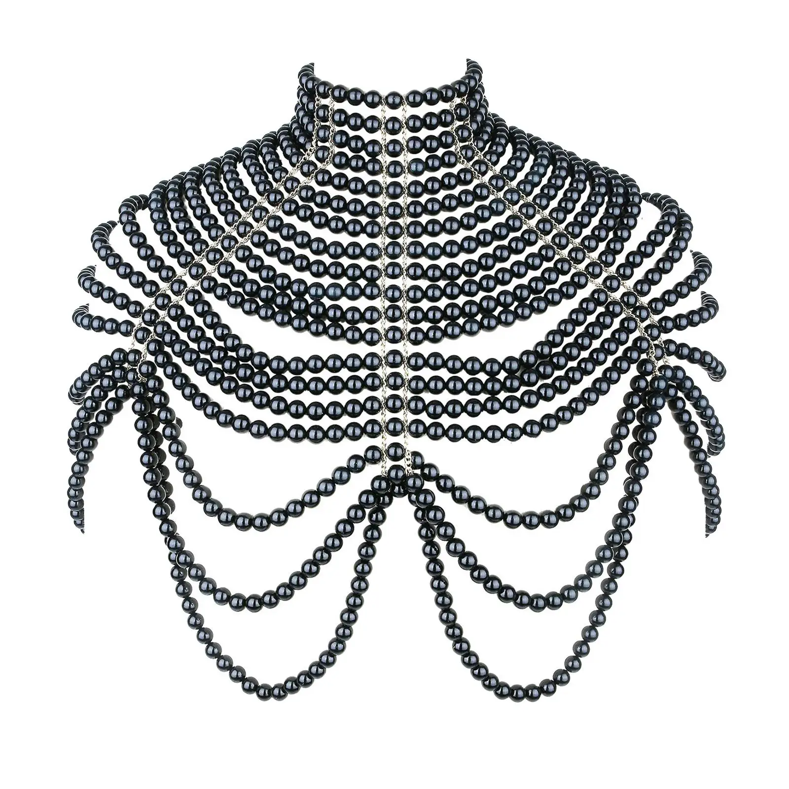 Women Pearl Multilayer Chain Body Bust Bikini Jewelry Waist Harness