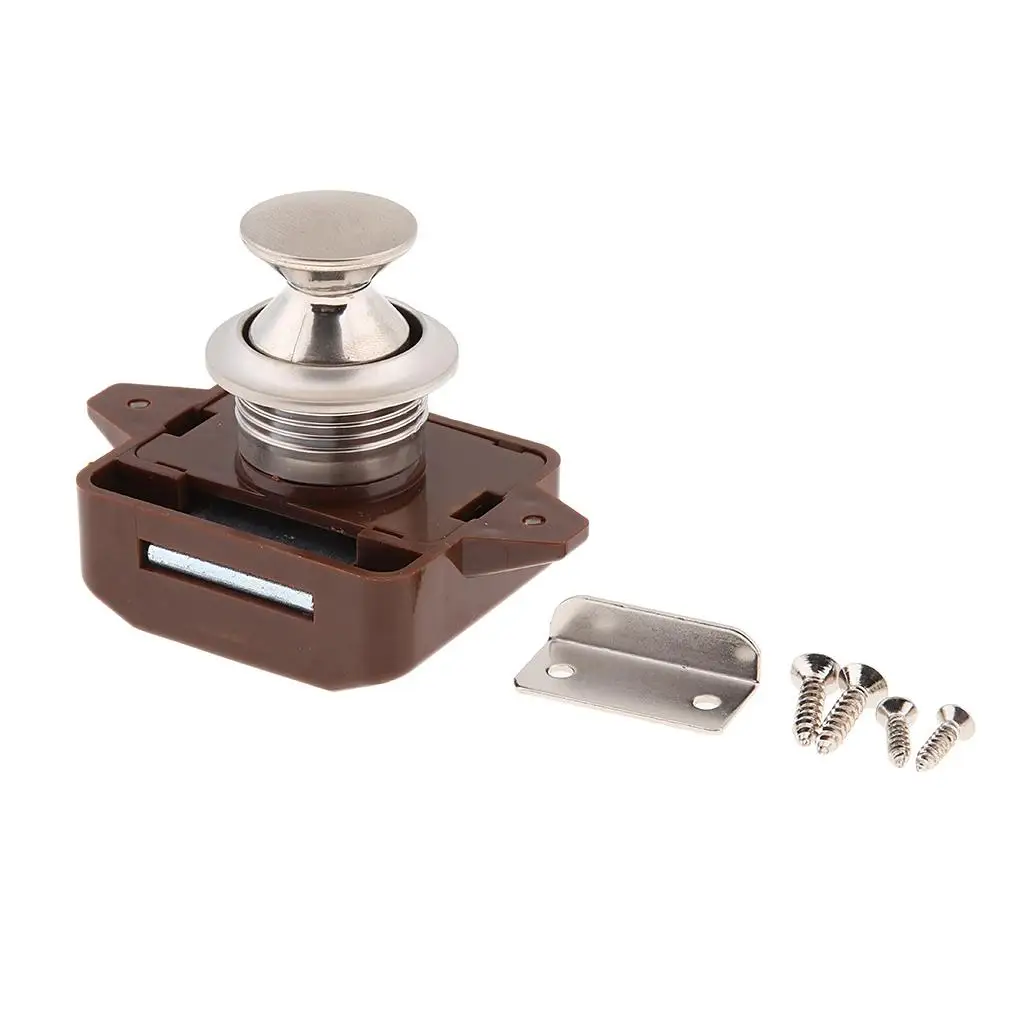 Push Button  Keyless For Marine RV Cabinet Cupboard Brown 11-18 mm