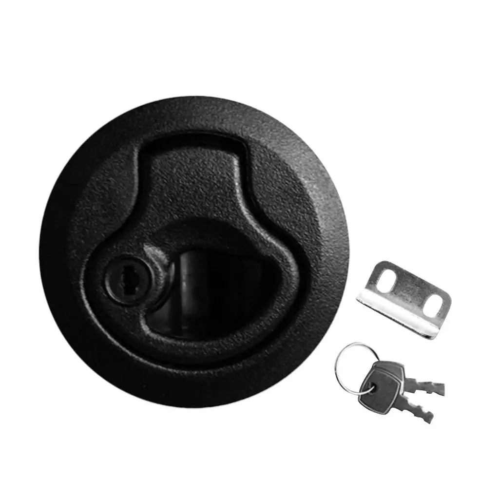 4 Pieces 50mm Cutout Strong Nylon Flush Pull  Latches with Lock Keys for Yacht Marine Boat Deck Hatch RV 1/4`` Door/ Panel