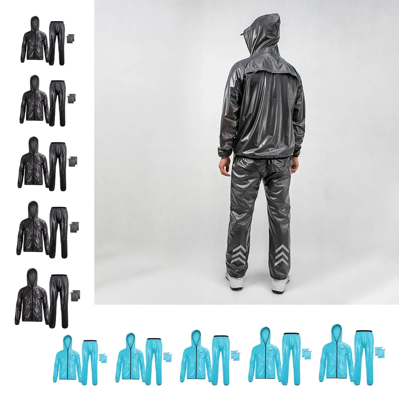 Rain Suit Waterproof Windproof Breathable Trousers Rain Gear for Running Fishing Cycling