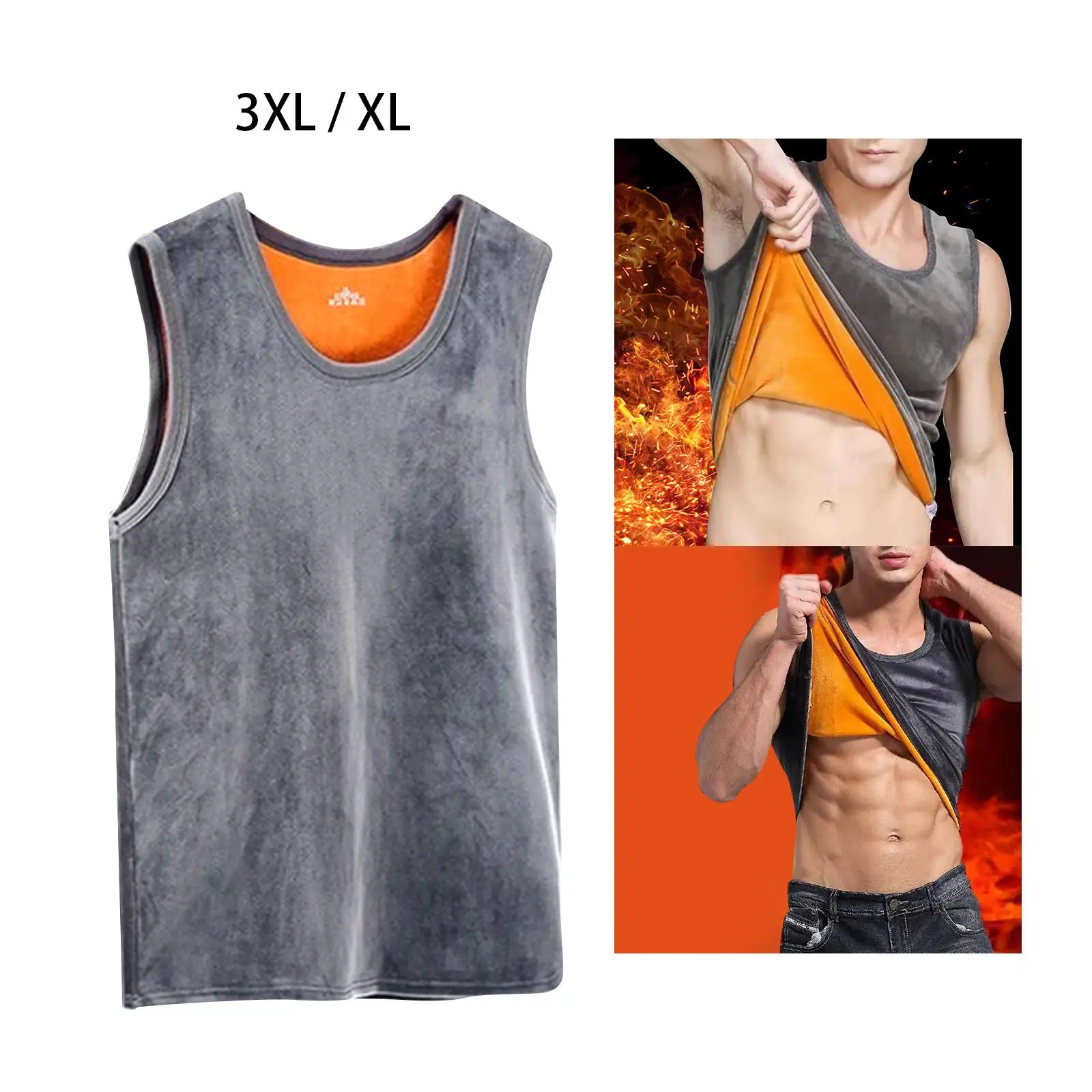 Mens Winter Vest Fleece Lined Comfortable Large Size Seamless Sleeveless Cold Proof Warm Tight Fitting Vest Tank Top