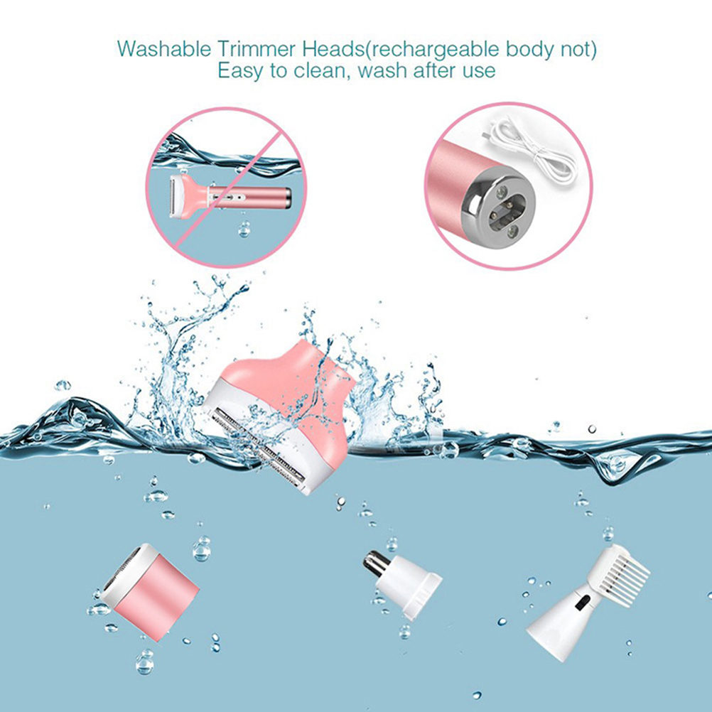 Removedor de Cabelo Aparador de Pêlos 4 em 1 Elétrico Recarregável Lady Shaver Nariz Sobrancelha Shaper Perna Axila Biquíni Trimmer Depilador Feminino 2 recarregável lady shaver nariz aparador de pêlos