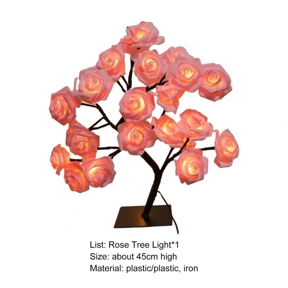 LED Cool Appearance Rose Tree Night Light Plastic Valentine's Day Rose Tree Table Light Home Decor