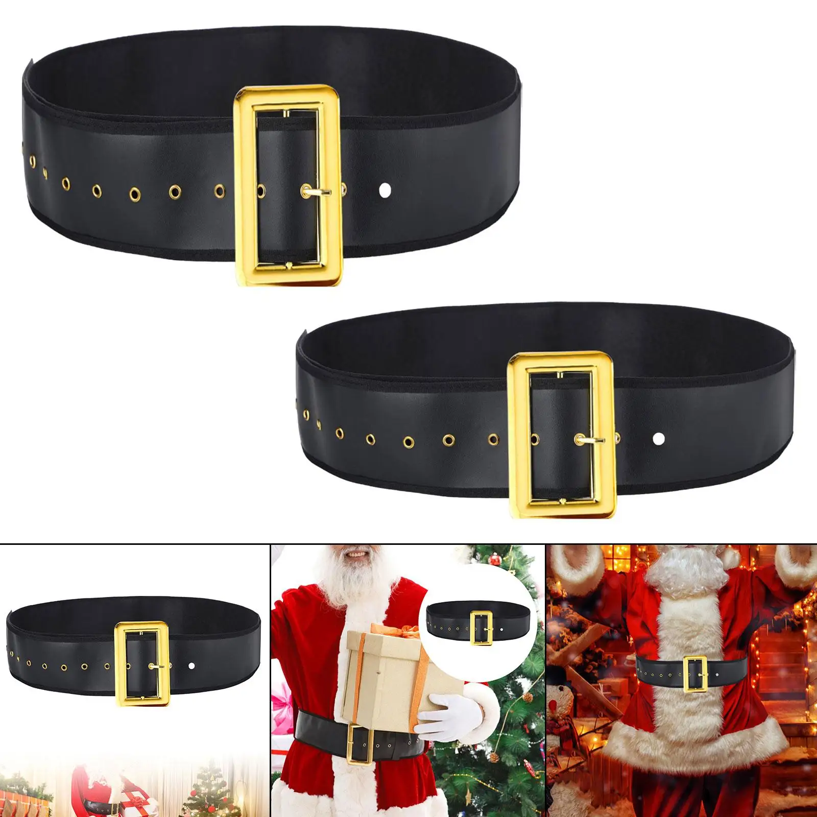 Christmas Santa Belt Costume Accessories PU Leather Santa Claus Belt for Stage Performance Dress up Masquerade Carnivals Adults