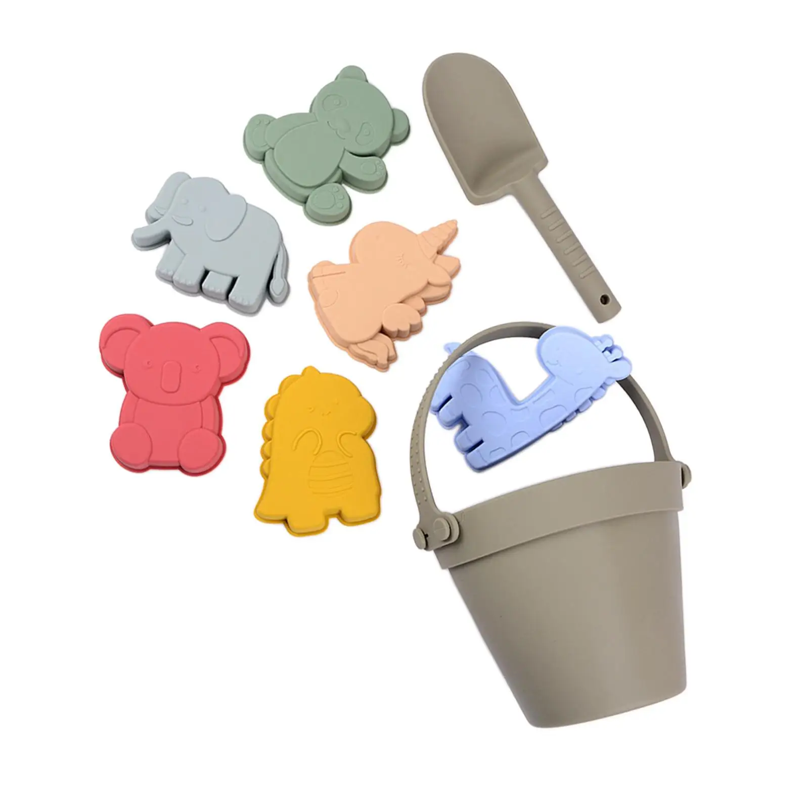 8x Beach Bucket and Spade Set Silicone Beach Toys for Beach Bathtubs Travel