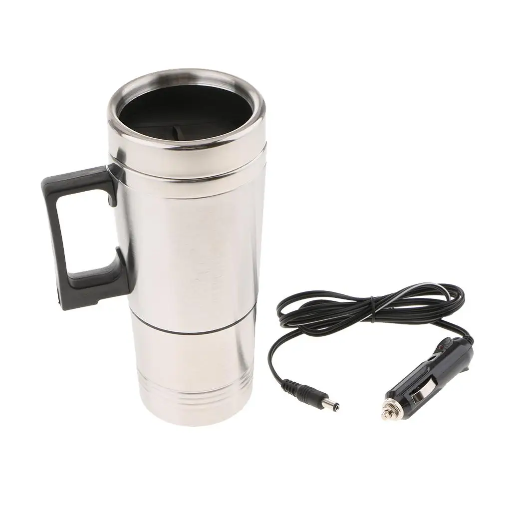 12V  Heated Hot Water Kettle Bottle Cup Stainless Steel Pretty