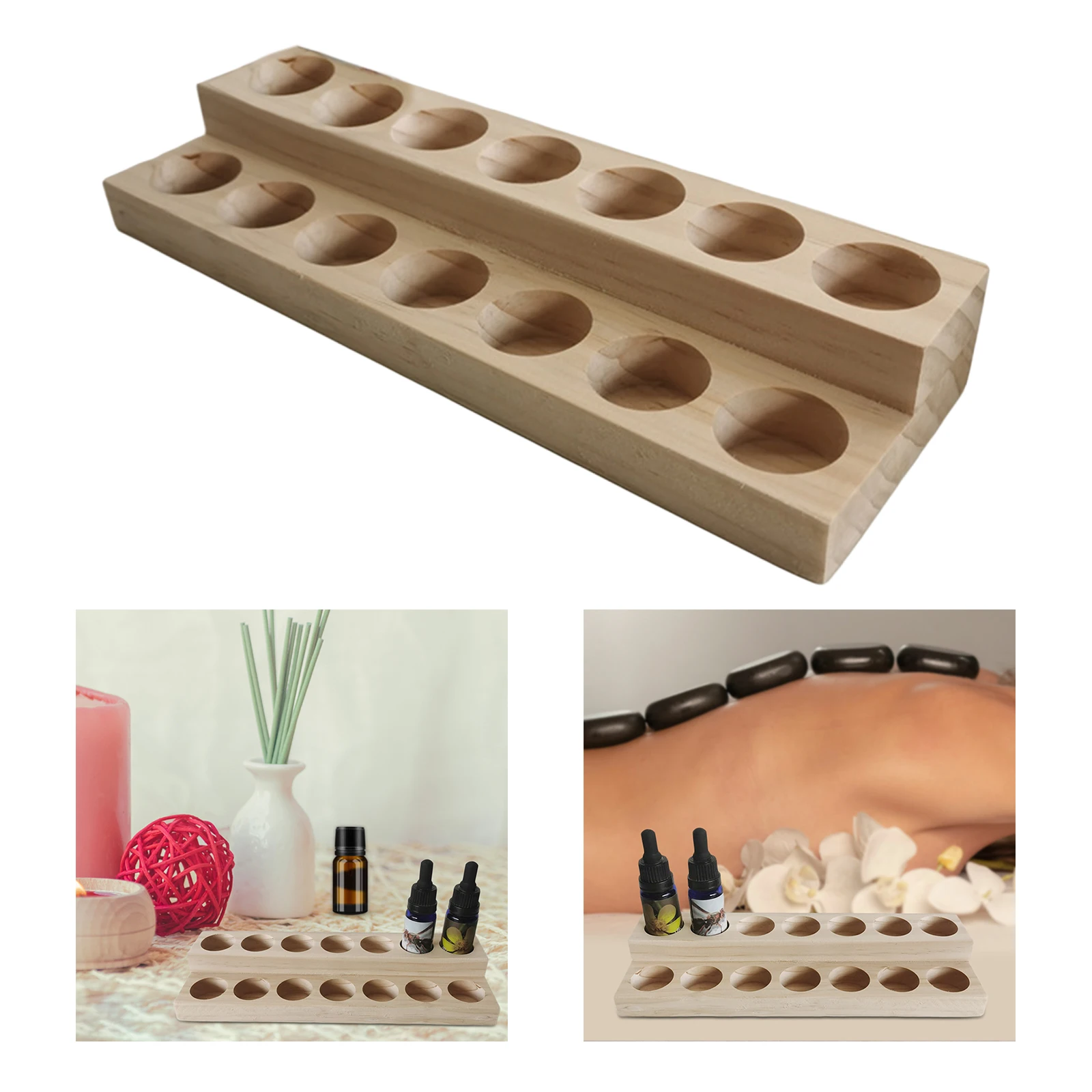 Essential Oil Storage Rack ,Natural Wood Box Case Container Display Holder